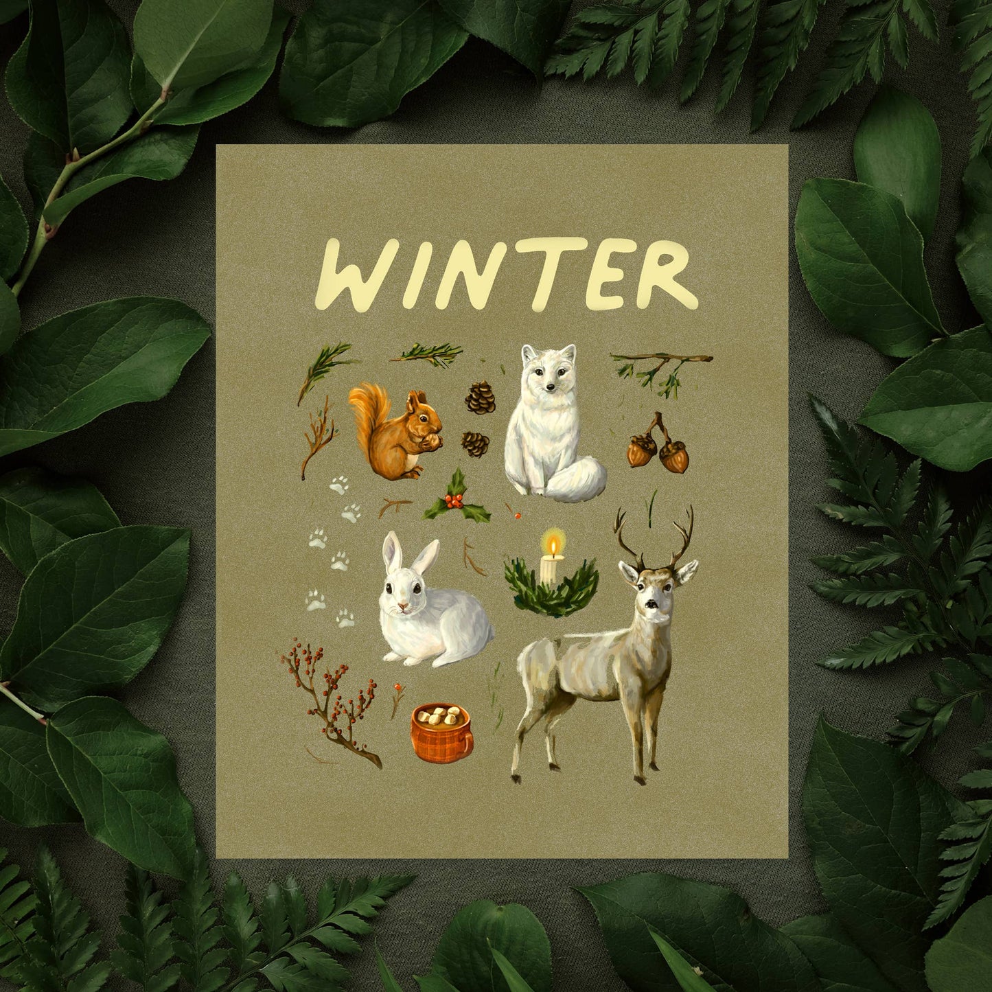 Winter Art Print | 8x10'' | Hygge Botanical Illustration