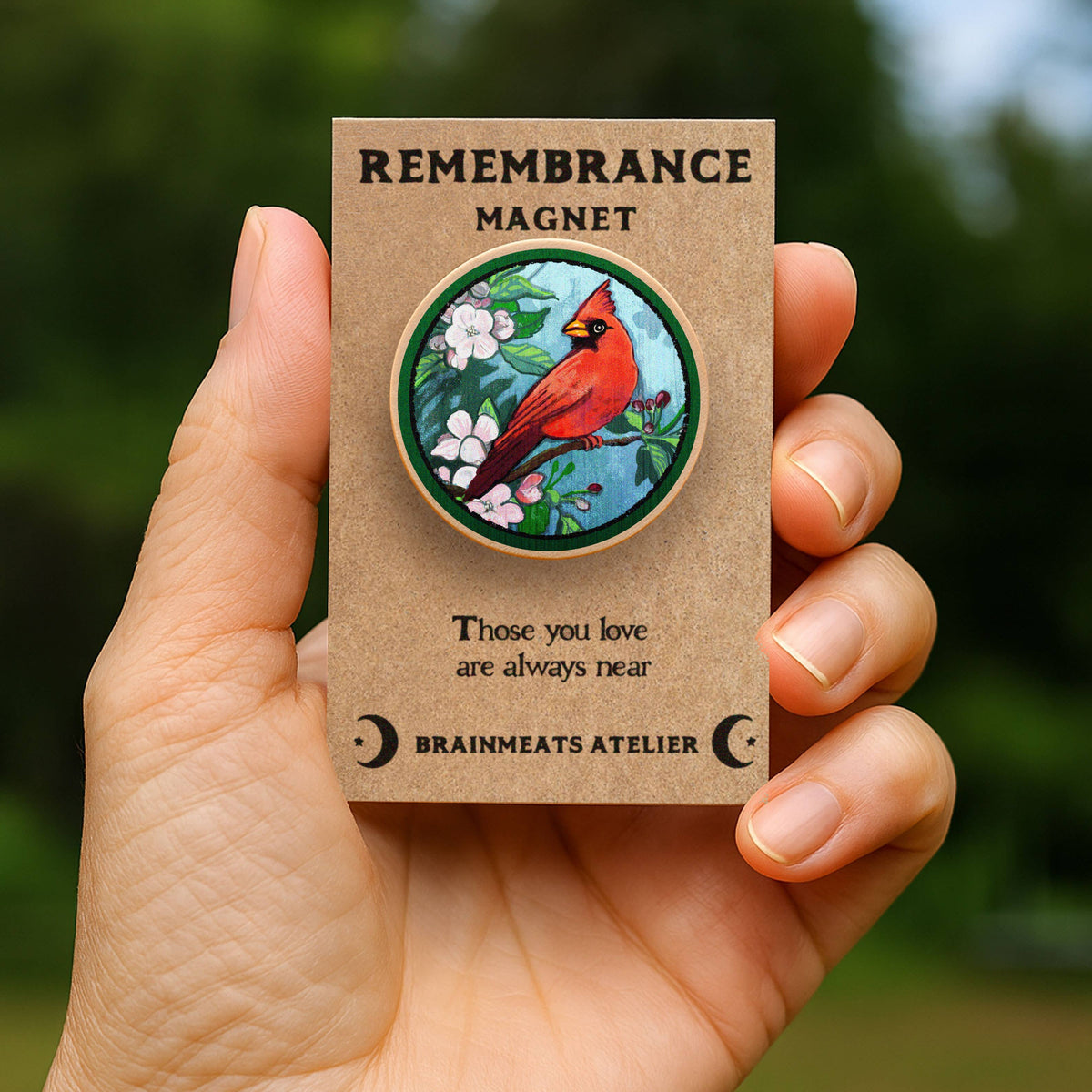 Remembrance Magnet – Cardinal on Apple Branch