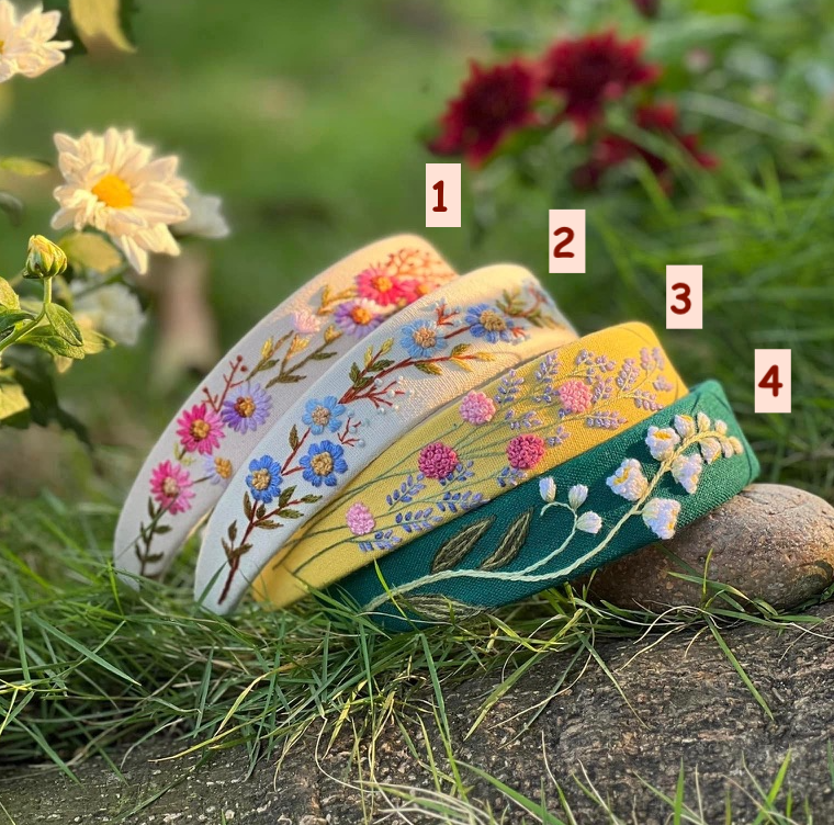 Summer Floral Embroidered Headband (Ariella Collection)