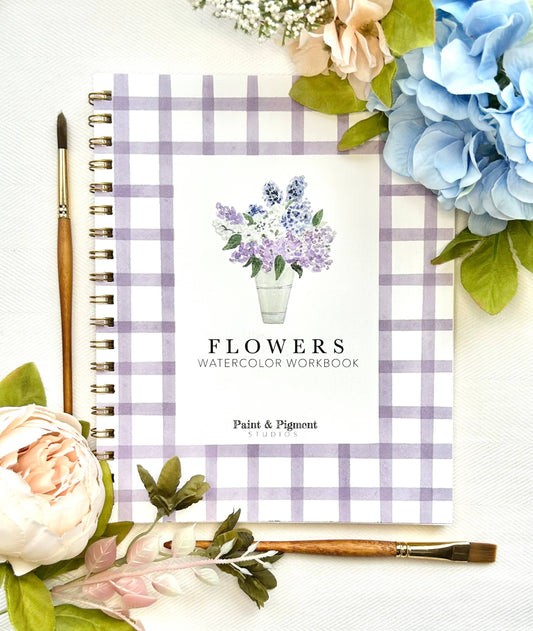 Cuaderno de trabajo de acuarela de flores