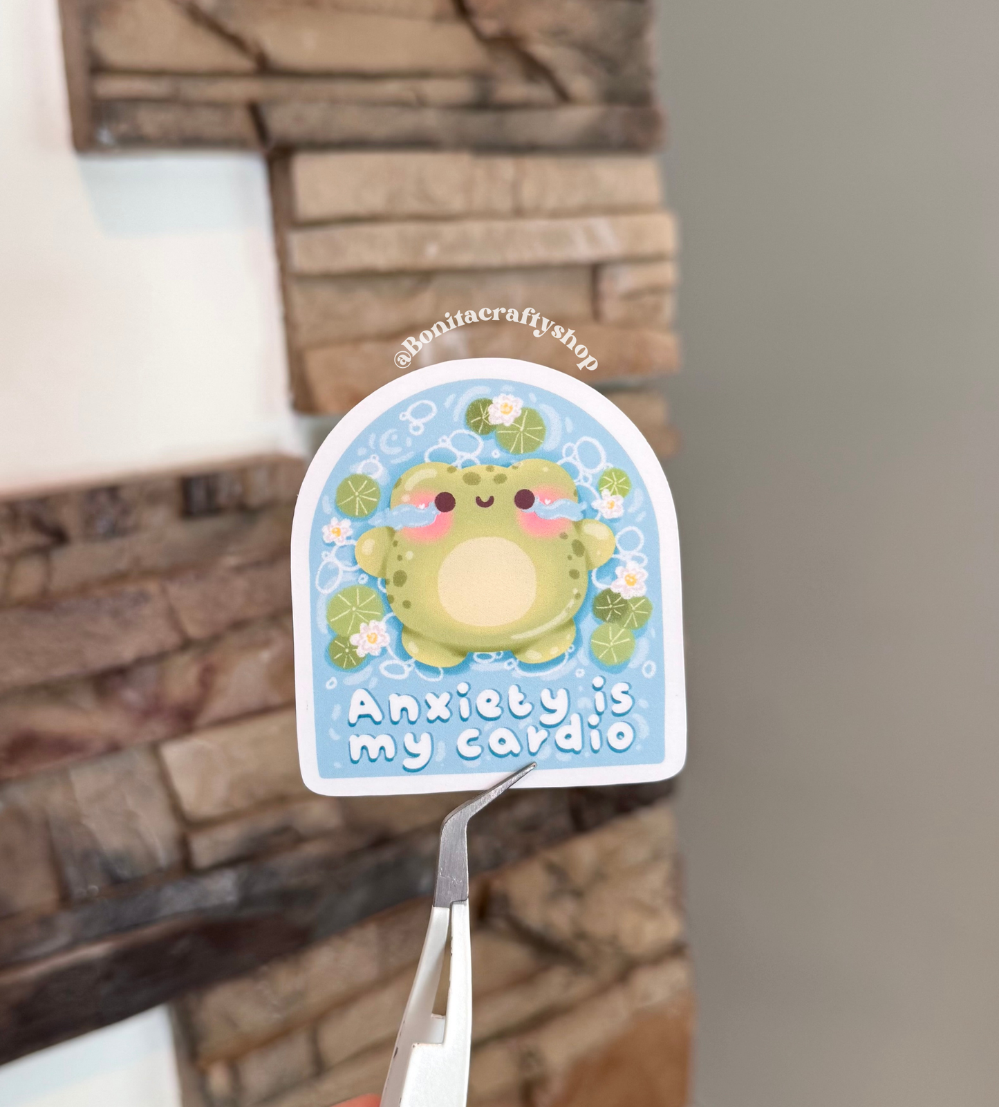 Anxiety Is My Cardio Frog Matte Waterproof Sticker Vinyl