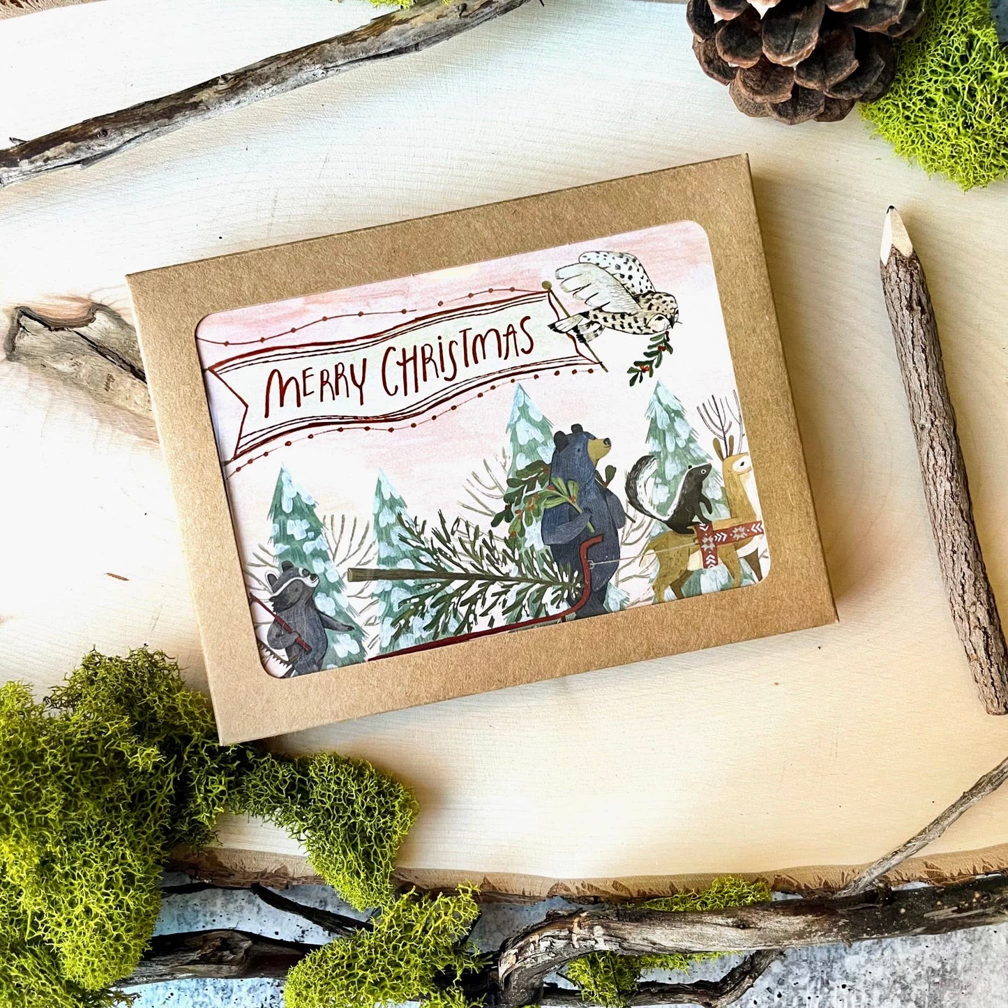 Tarjetas navideñas para cortar árboles (juego de tarjetas en caja)
