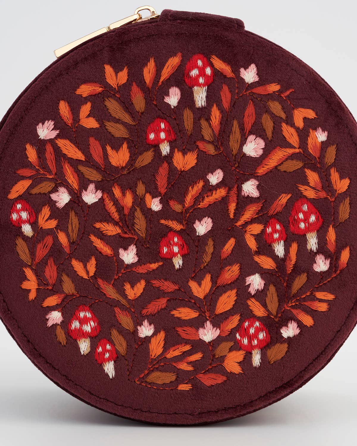 Magical Mushroom Embroidered Velvet Jewelry Box
