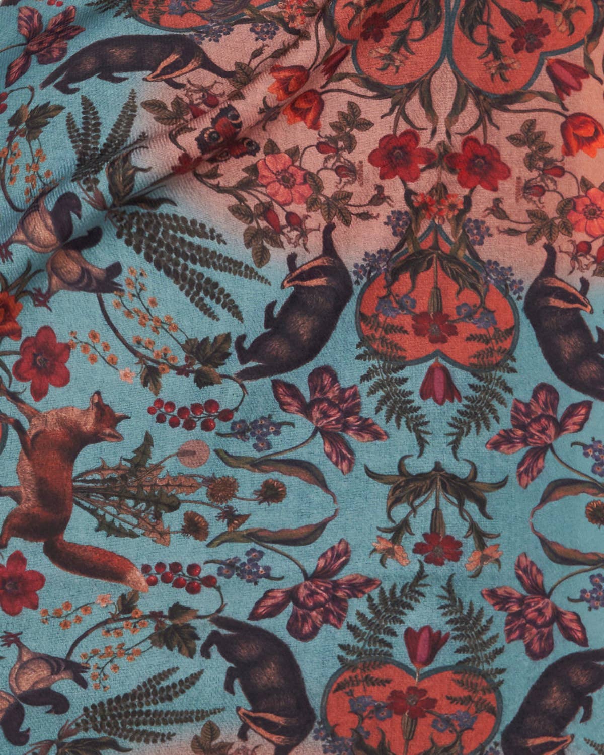 Bufanda Folksy Fox Teal con borlas