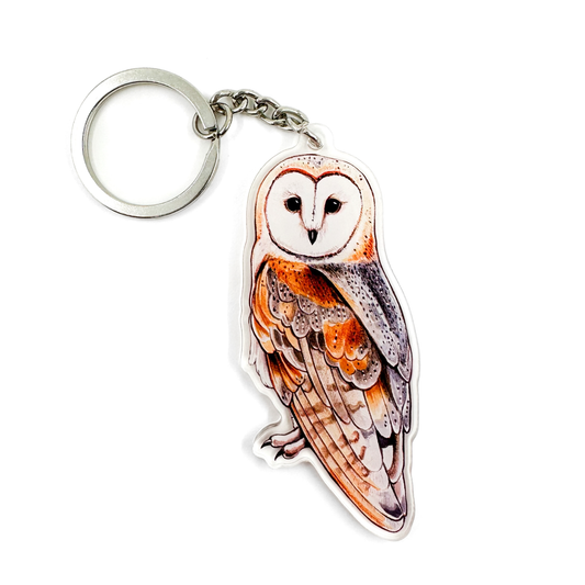 Barn Owl Double-Sided Acrylic Keychain