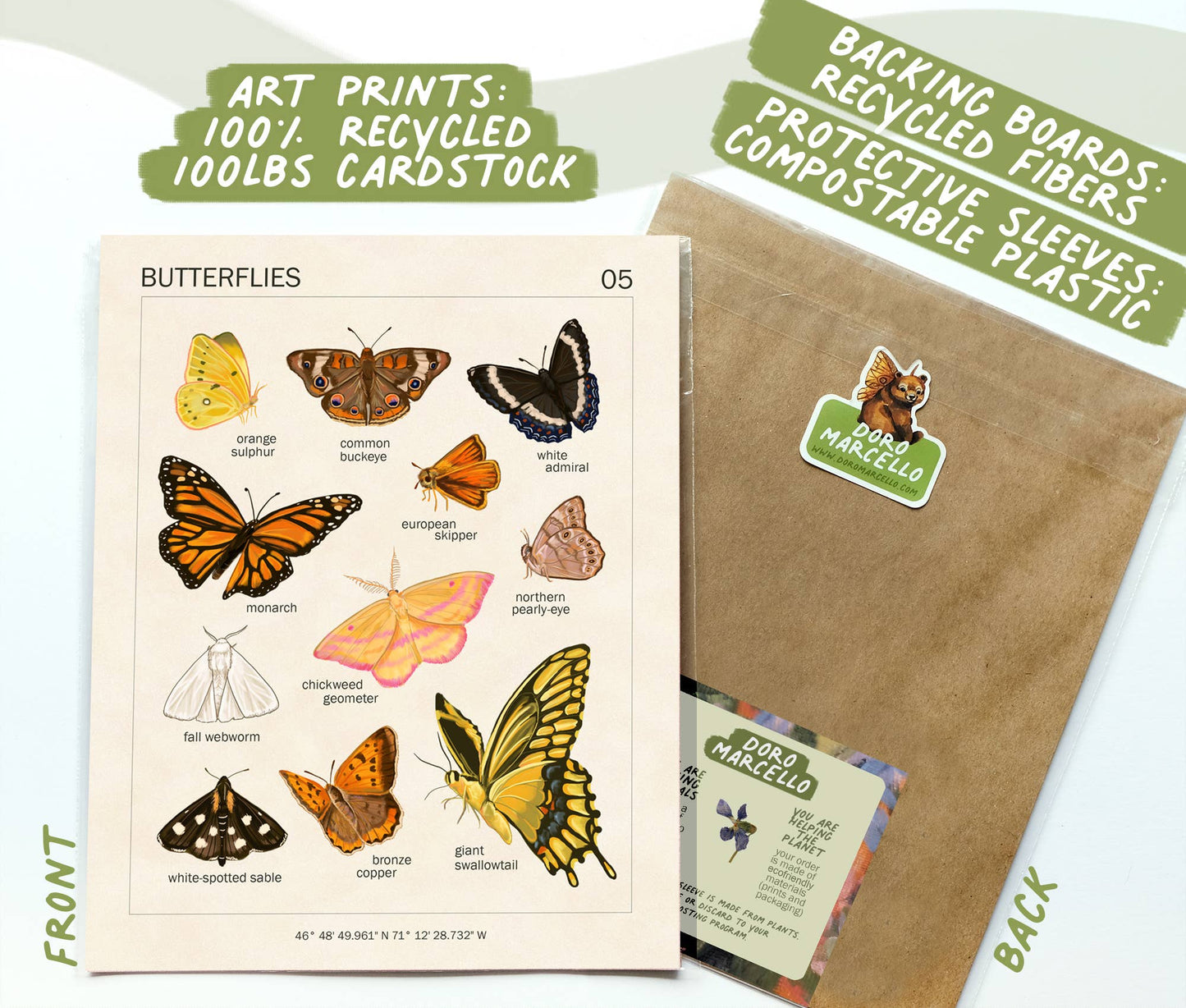 Butterfly Art Print | 8x10'' | Vintage Botanical Wall Art