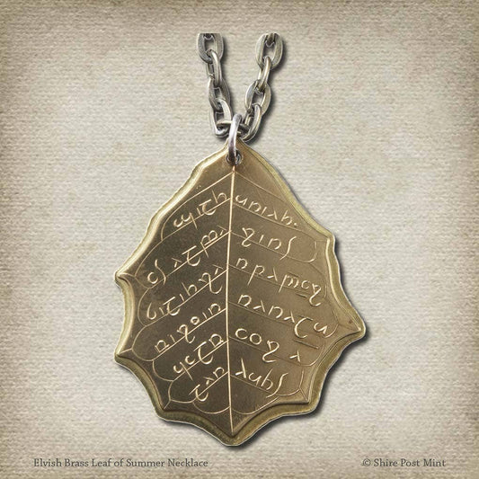Elvish Brass Leaf Necklace (Leaf of Sapphire)