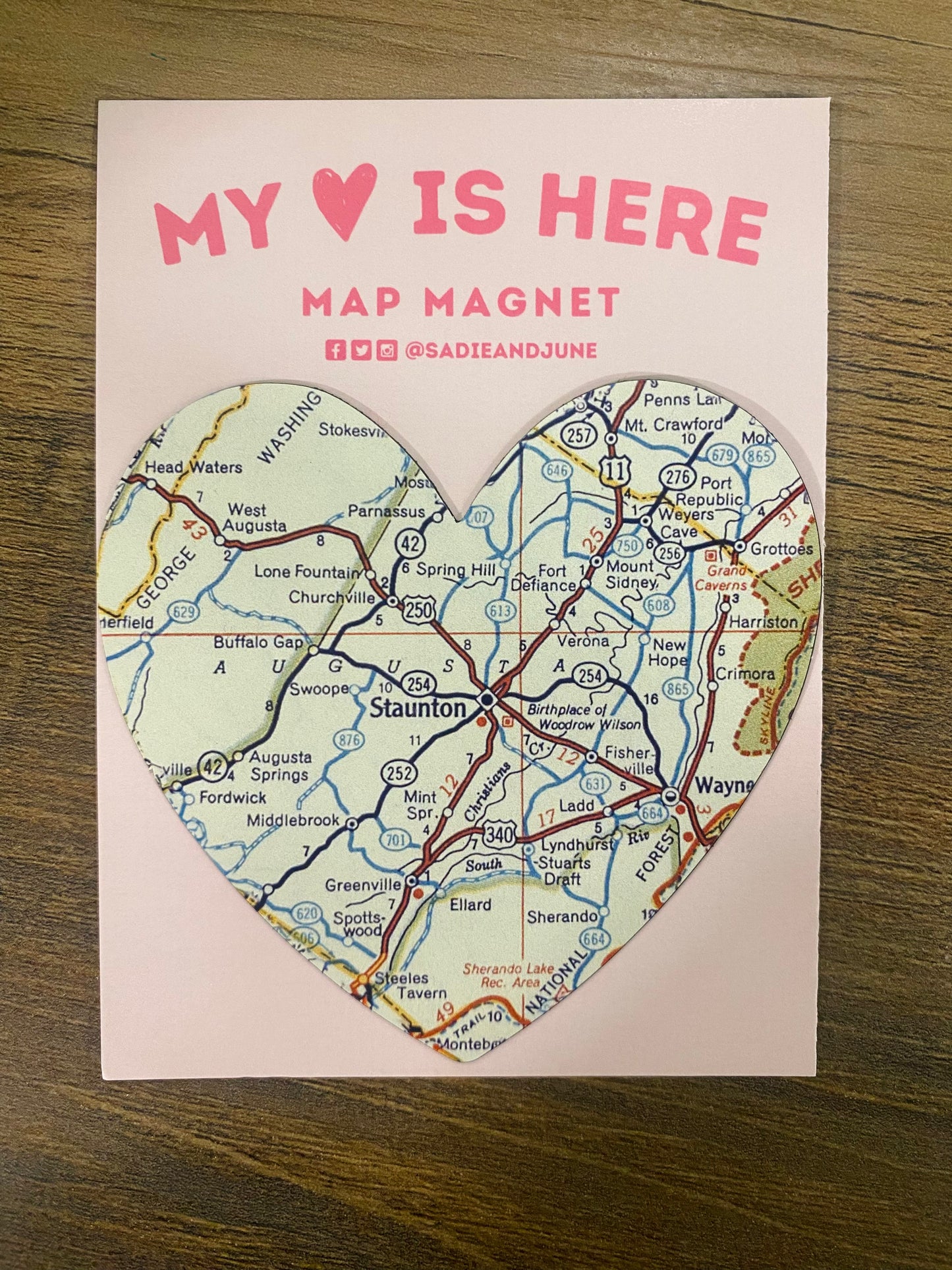 Staunton Heart Map Magnet