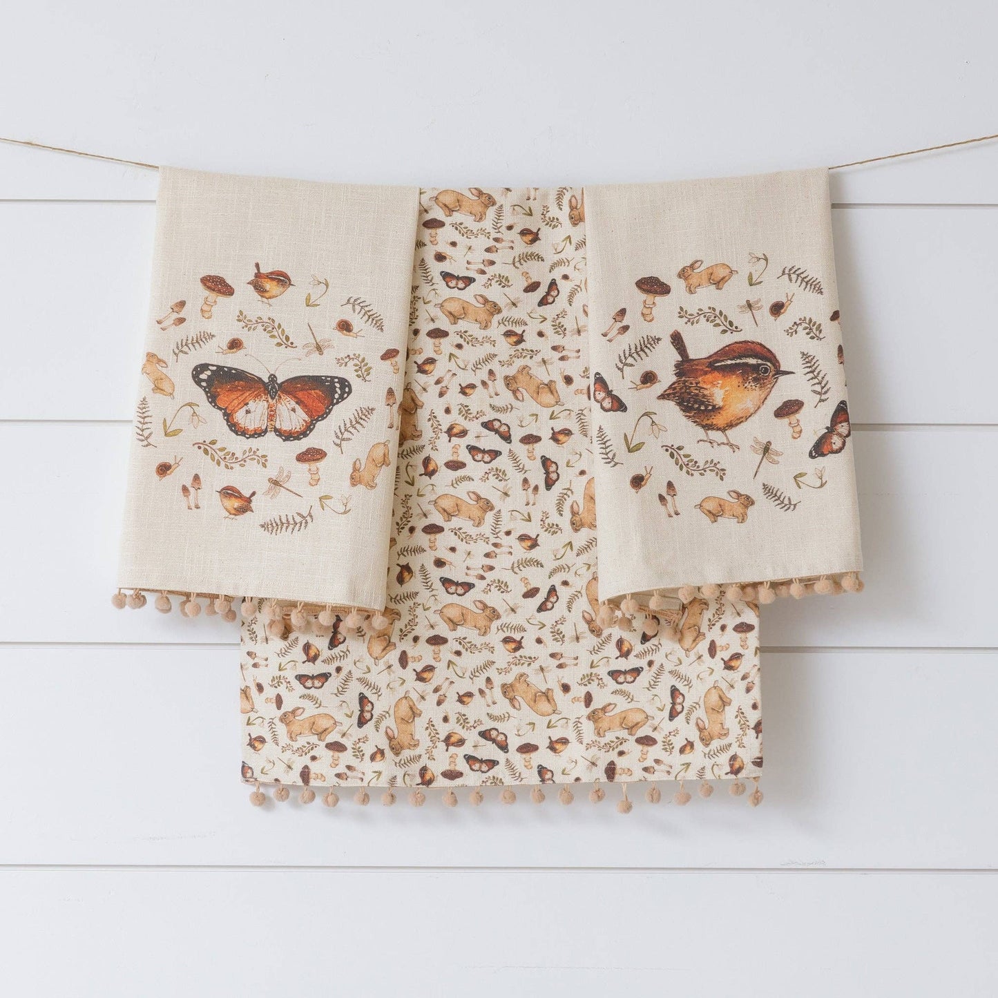 Paños de cocina - Pájaro, Mariposa, Conejo (Paquete de 3)