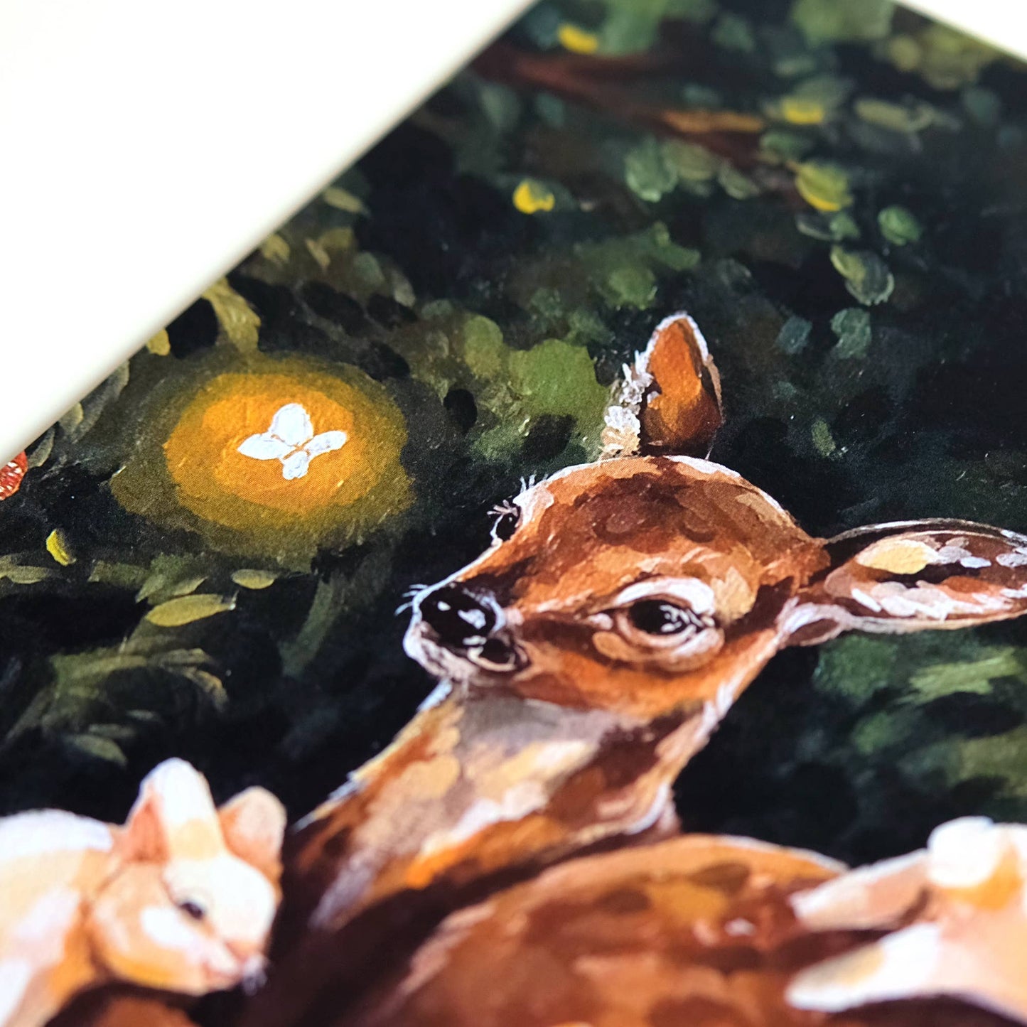 Deer, Rabbits Art Print | 8x8'' | Cute Woodland Animals Art