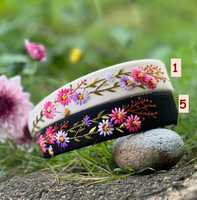 Summer Floral Embroidered Headband (Ariella Collection)