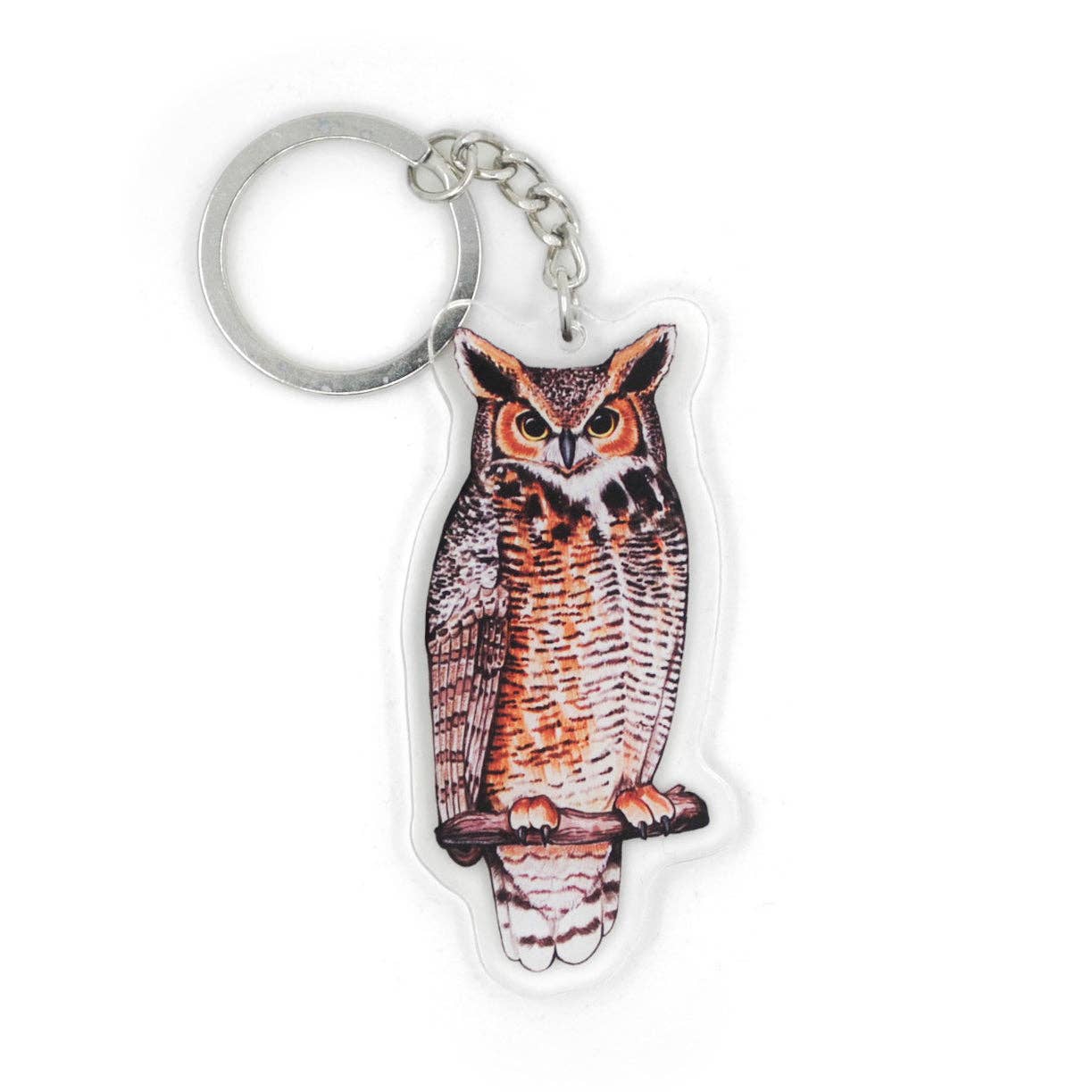 Great Horned Owl Double-Sided Acrylic Keychain