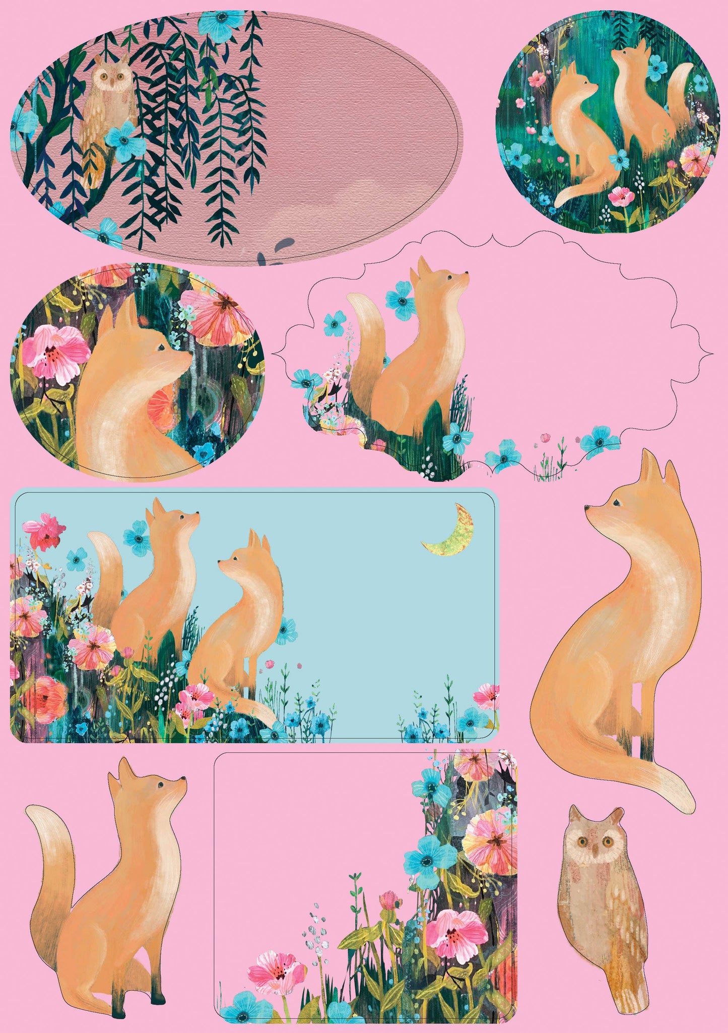 Juego de papel para escribir Moonlit Meadow