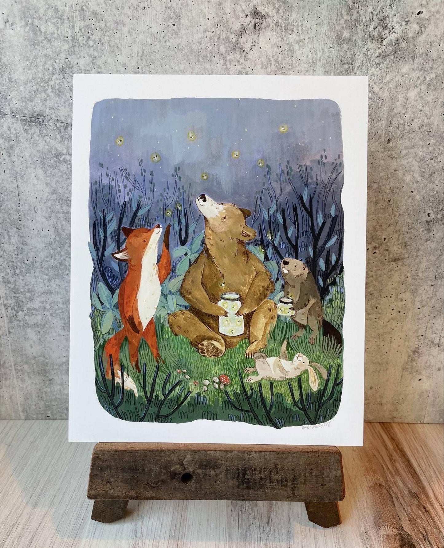 Impresión nocturna de luciérnagas