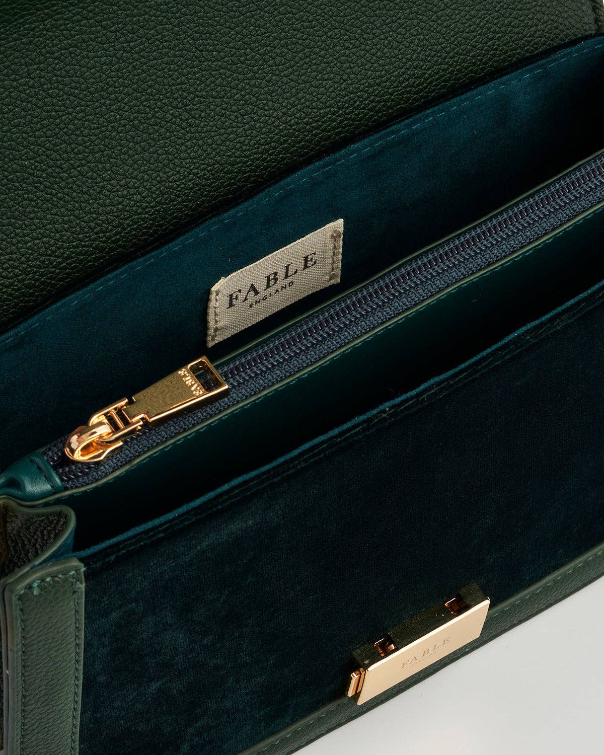 Fawn Embroidered Green Crossbody Bag