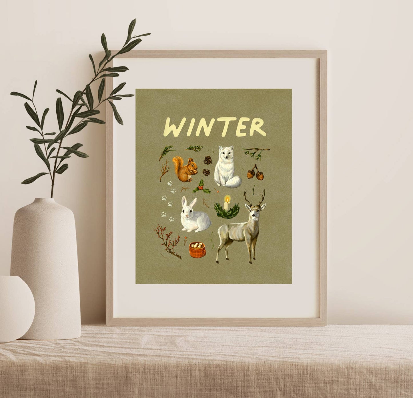Winter Art Print | 8x10'' | Hygge Botanical Illustration