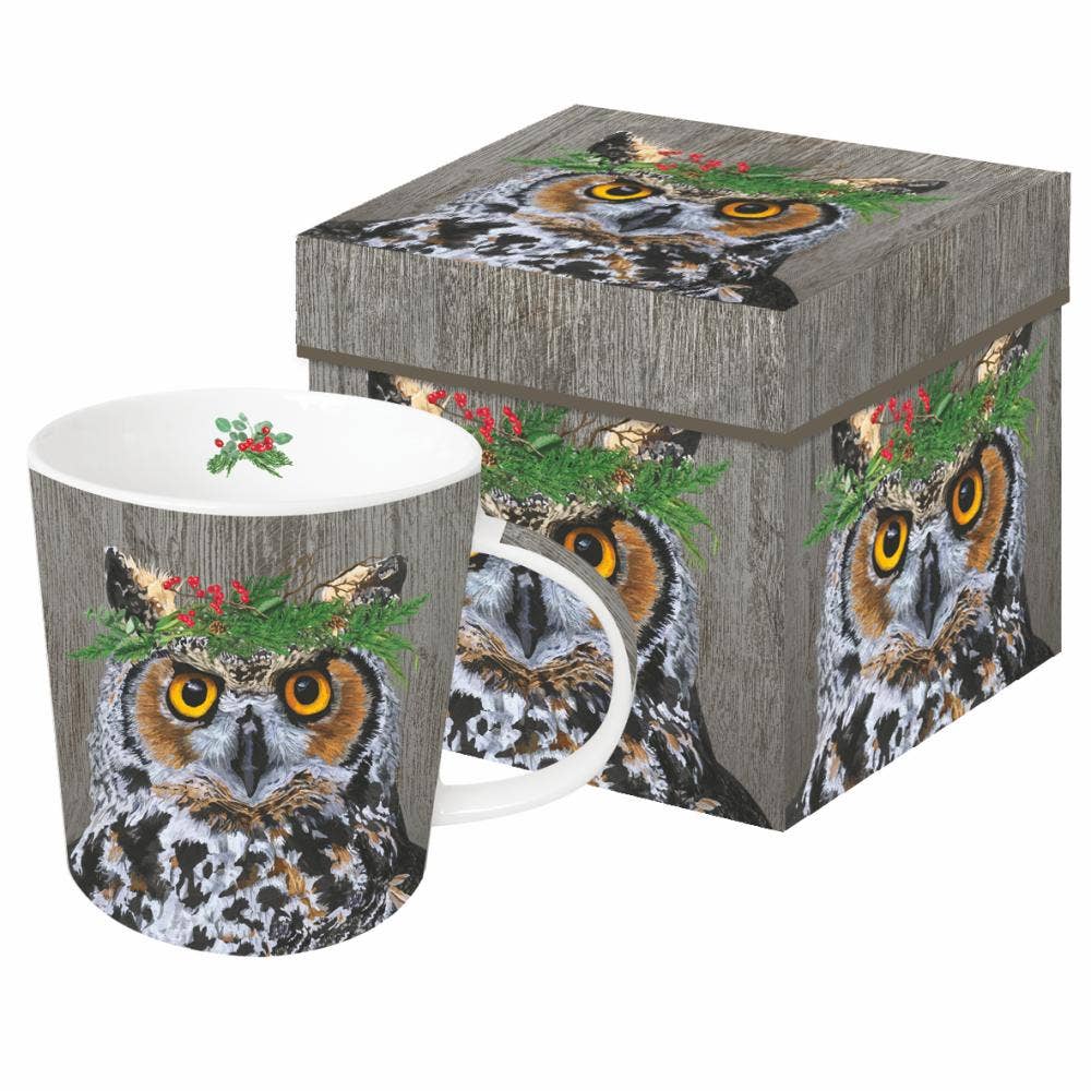Mug in Gift Box - Winter Berry Owl