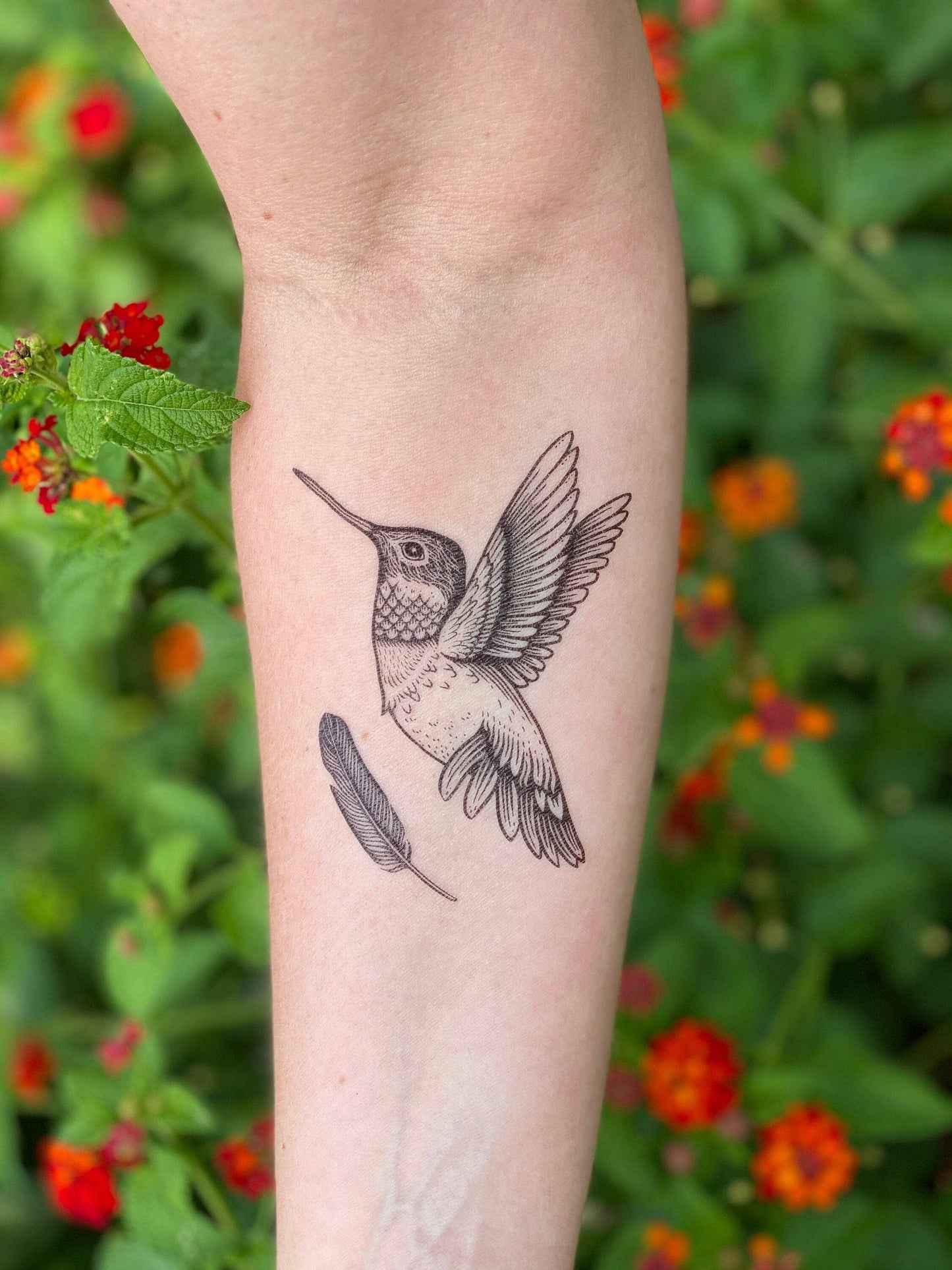 Tatuaje temporal de colibrí