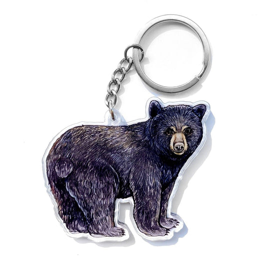 Llavero acrílico de doble cara con diseño de oso negro americano