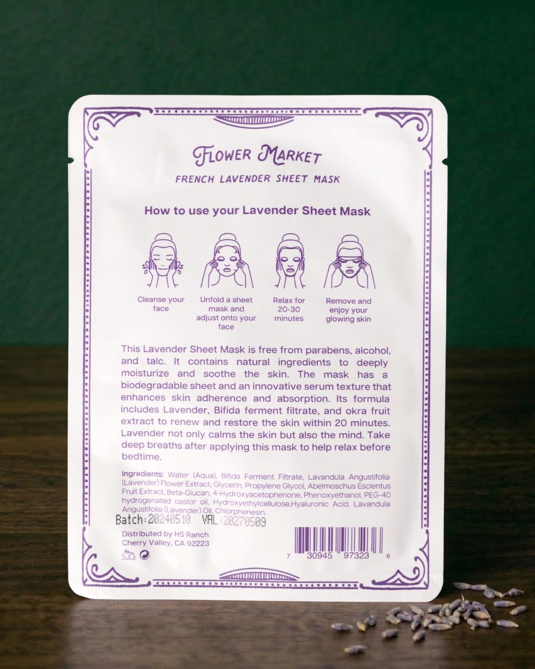 French Lavender Sheet Mask – Natural, Soothing, Paraben-Free