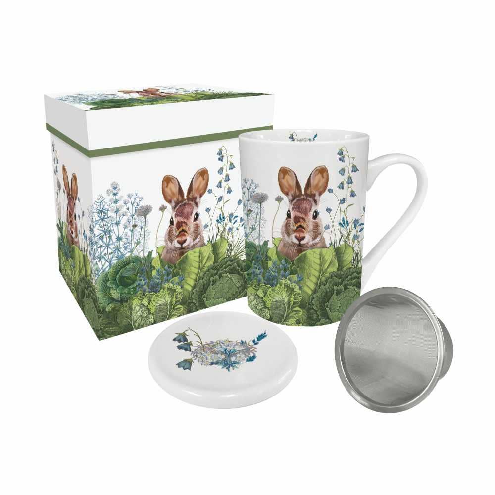 Taza de té en caja de regalo - Taza de té con forma de conejito Chou Chou con tapa y colador