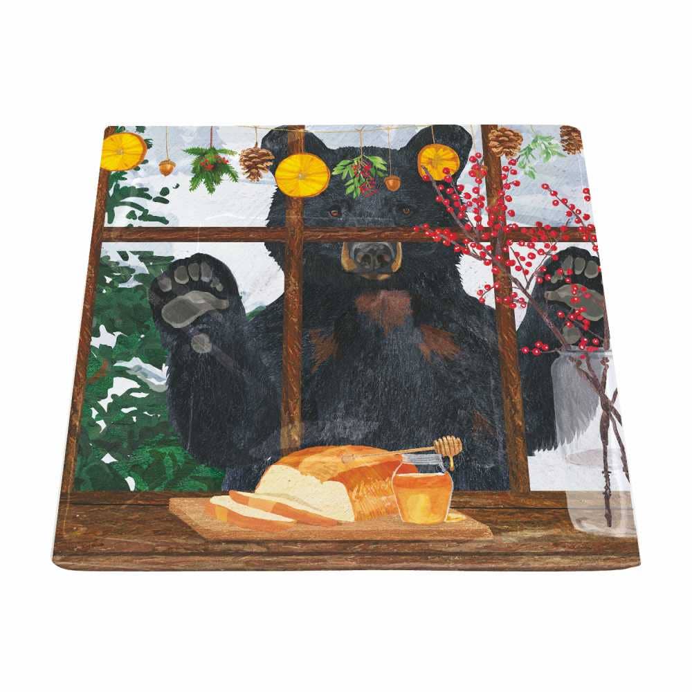 Hearth Time Bear (small square plate)