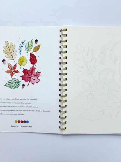 Cuaderno de trabajo de acuarela de otoño