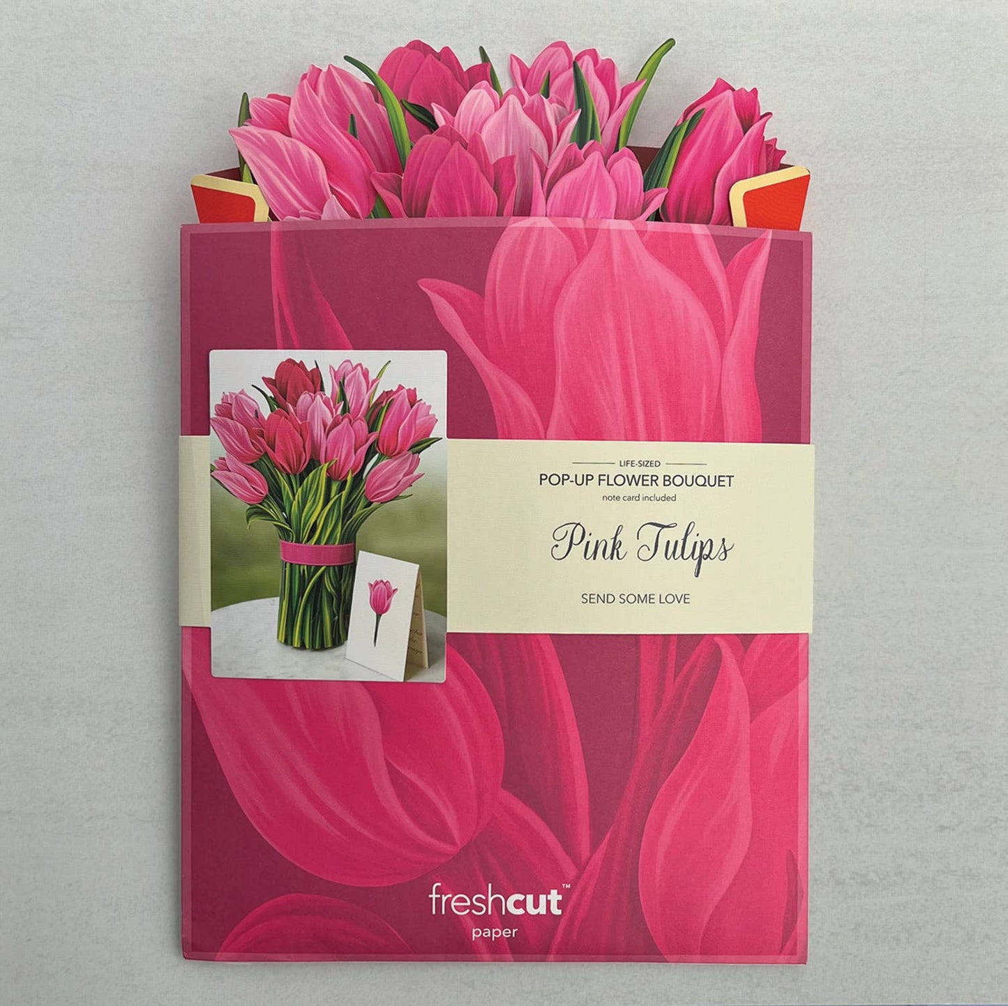 Pink Tulips Pop-Up Greeting Card