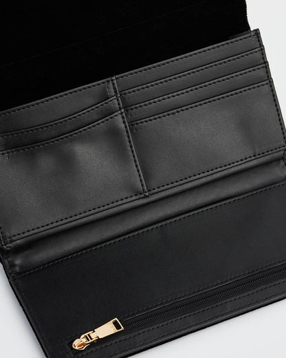 Botanical Black Velvet Embroidered Wallet