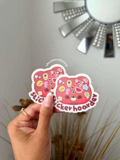 Sticker Hoarder Bear Kawaii Sticker 2.5 inches| Stationary