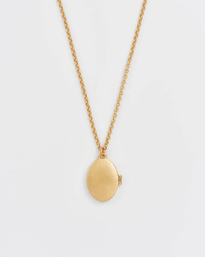 Robin & Blackberry Gold Oval Locket Chain Necklace