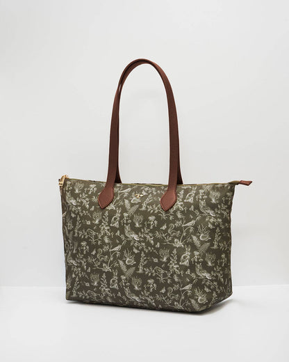 Edith Orla Scene Print Tote Bag in Olive Green