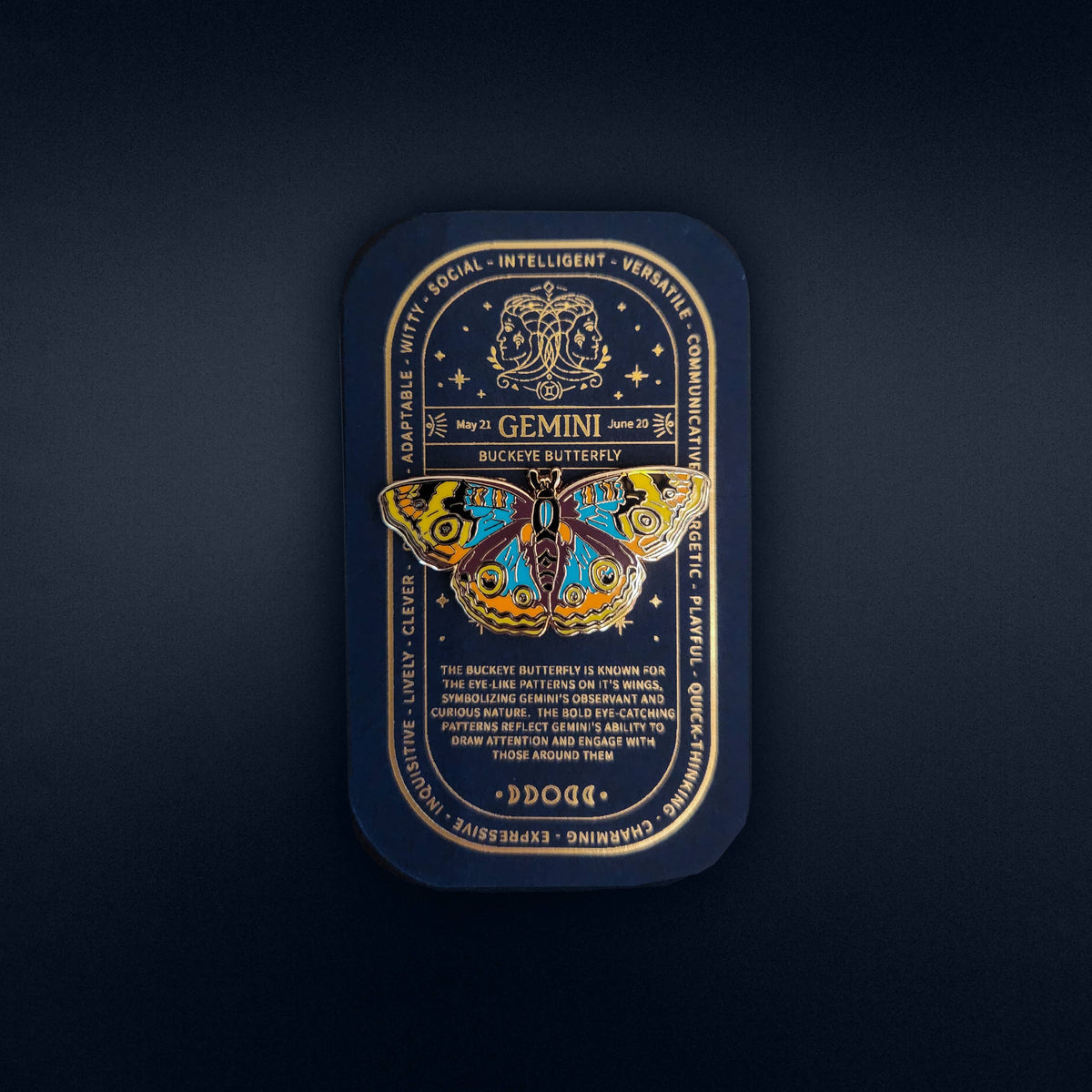 Gemini - Zodiac Butterfly and Moth Pins- Buckeye Butterfly
