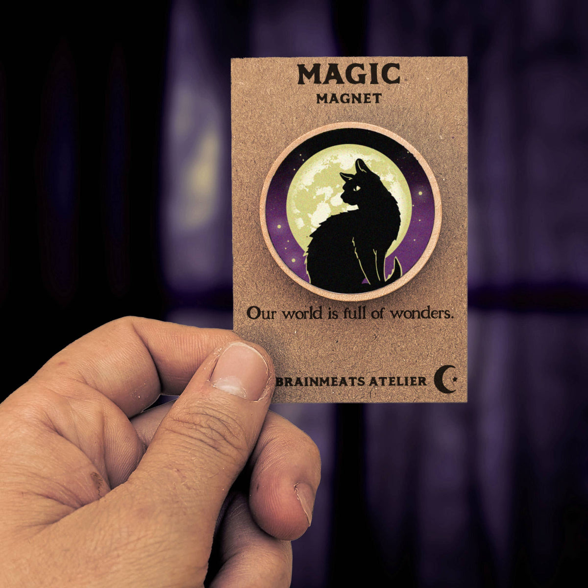 Magic Magnet - Black Cat Against the Moon