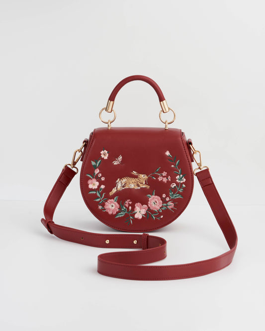 Running Bunny Burgundy Saddle Purse