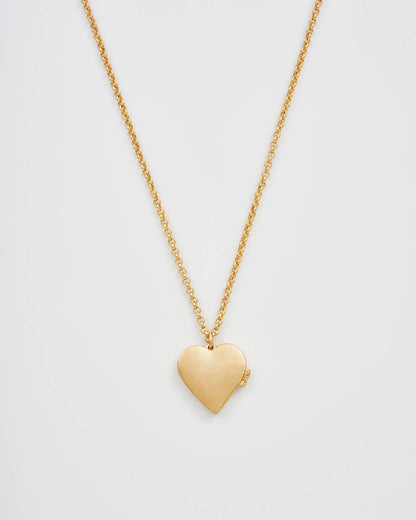 Floral "Forget Me Not" Heart Gold Locket Necklace