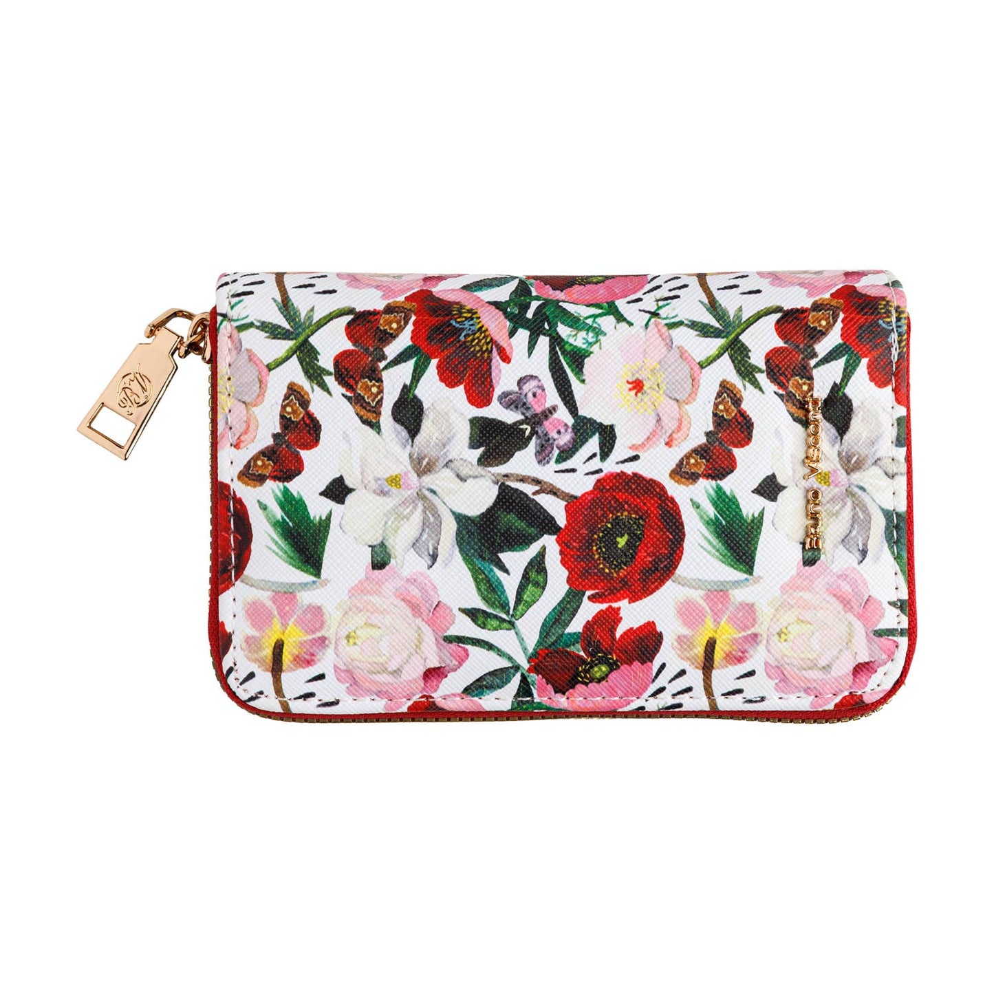 Vegan Leather Zip Wallet - Peonies Style
