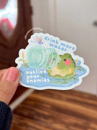 Drink More Water Outlive Your Enemies Matte Waterproof Sticker Vinyl
