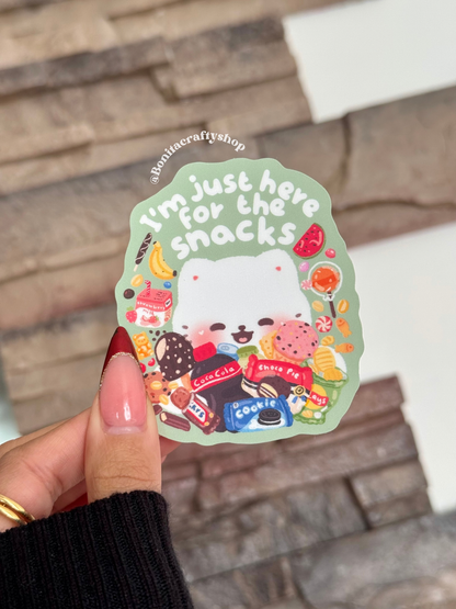 I'm Just Here For The Snacks Matte Sticker Vinyl