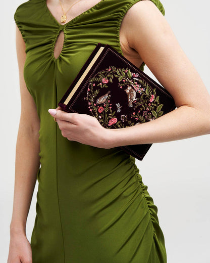 Florence Meadow Scene Embroidered Book Clutch / Jewelry Box