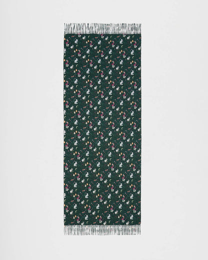 Niva Long Fringed Scarf in Forest Green