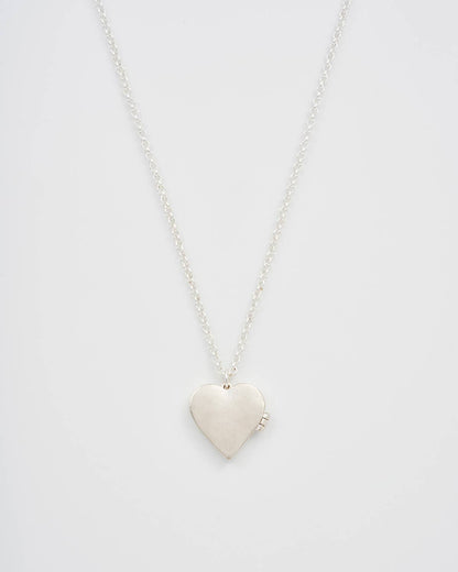 Floral "Forget Me Not" Heart Silver Locket Necklace
