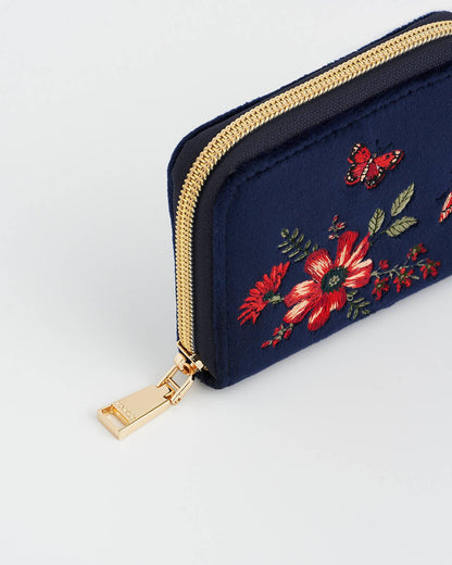 Floral Navy Velvet Wallet