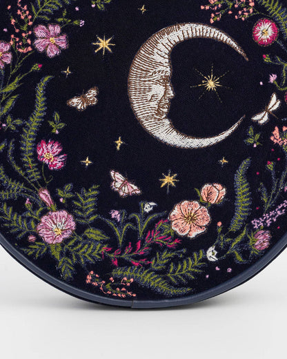 Chloe Midnight Garden Embroidered Circle Bag in Navy Velvet