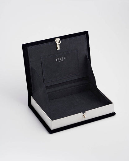 Florence Midnight Garden Embroidered Book Box in Navy Velvet