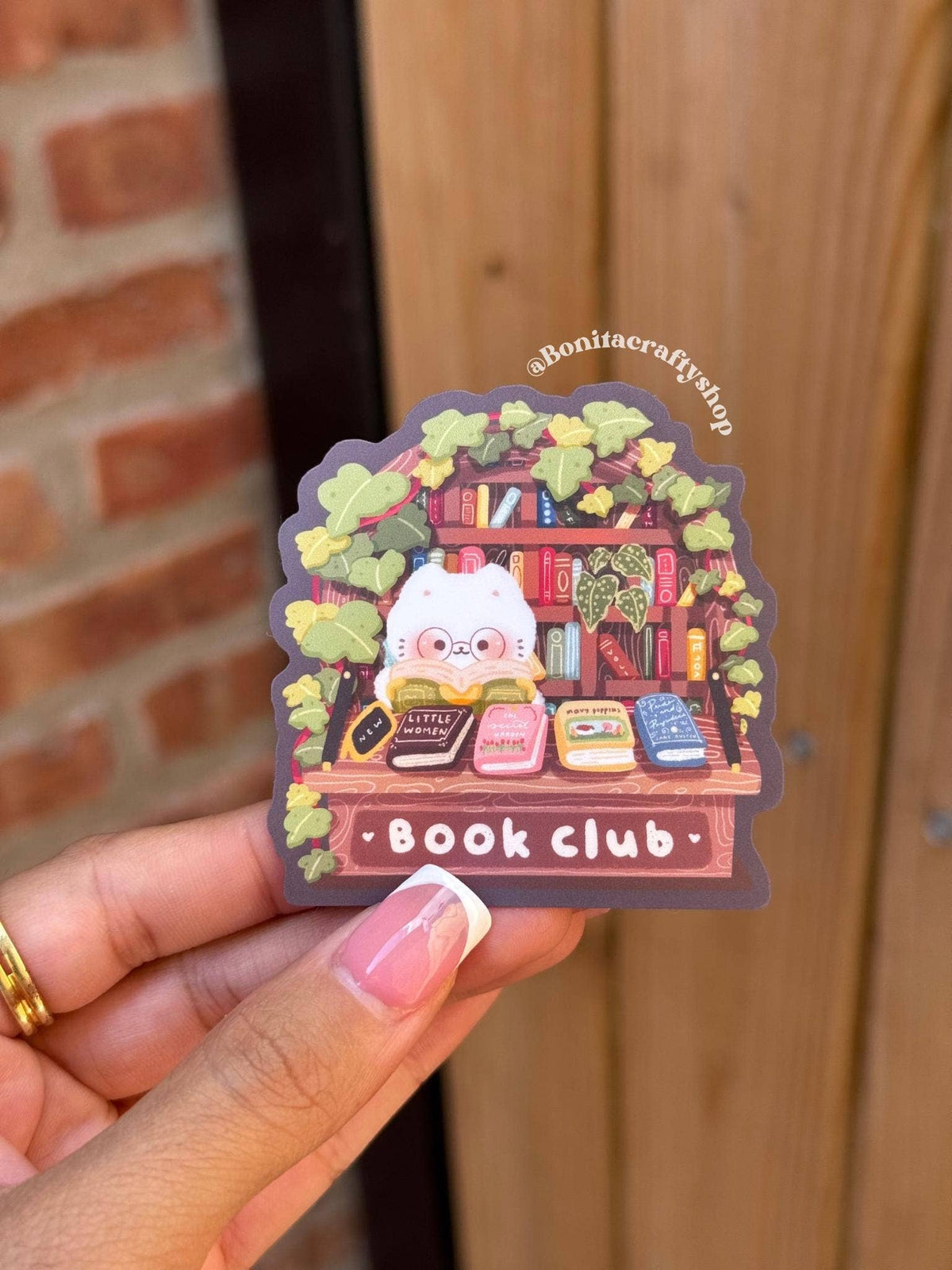 Cute Kawaii Cat Reading Books Matte Vinyl Sticker