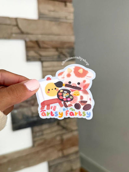 Artsy Fartsy Cow Matte Waterproof Sticker Vinyl