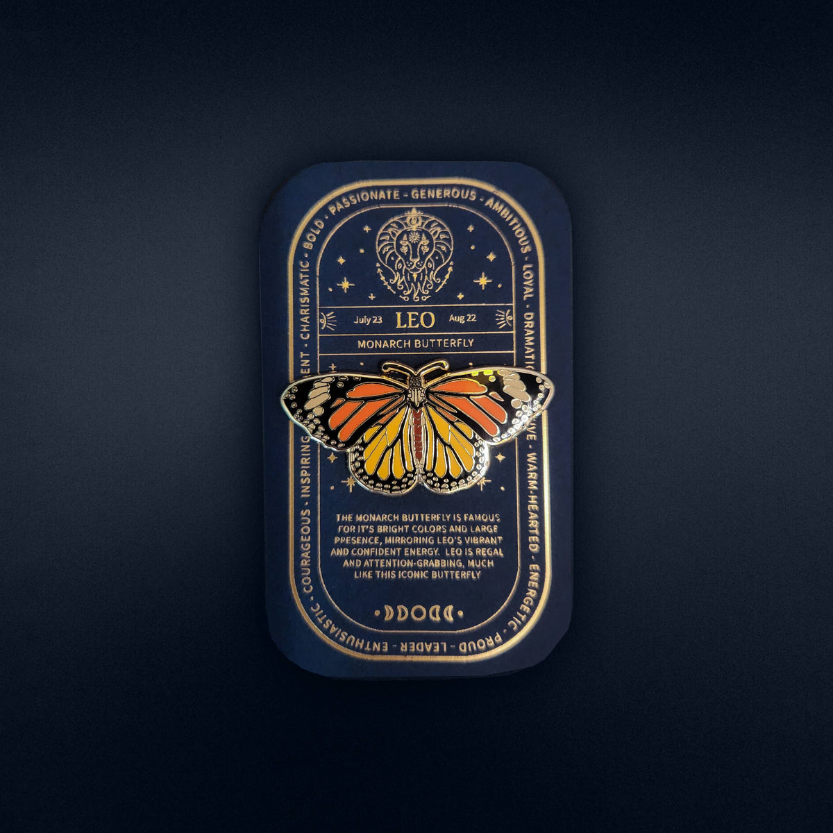 Leo - Zodiac Butterfly and Moth Pins- Monarch Butterfly
