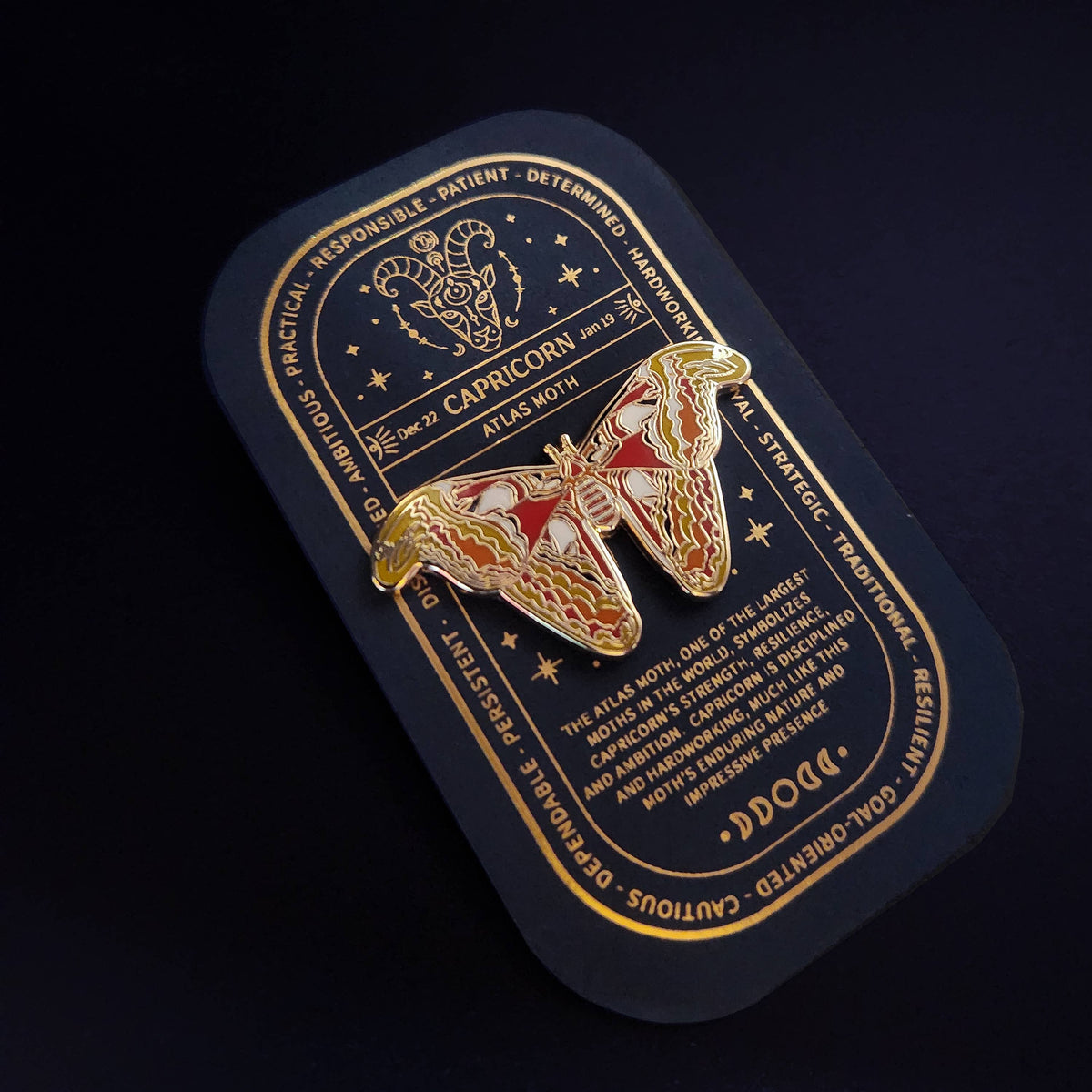 Capricorn - Zodiac Butterfly and Moth Pins- Atlas Moth