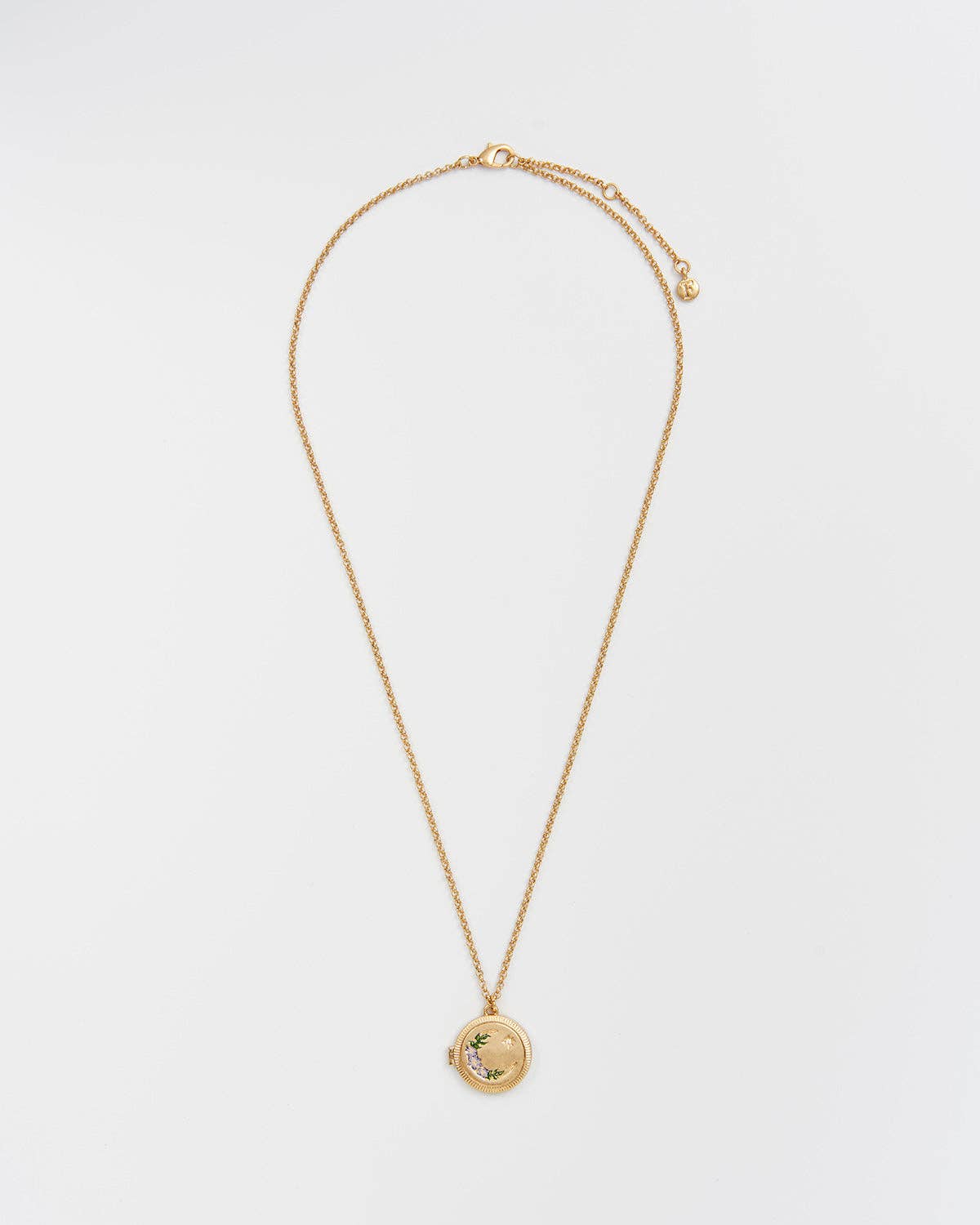 Nightshade Moon Round Gold Locket Chain Necklace